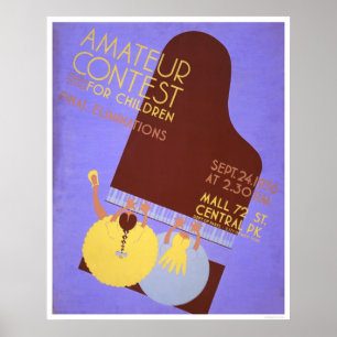 Póster Concurso de música Niños 1936 WPA
