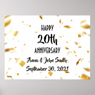 Póster Concurso de oro de personalizable Feliz Aniversari