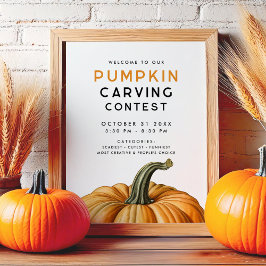 Póster Concurso de tallado de calabaza Fiesta de Hallowee