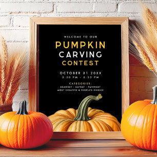 Póster Concurso de tallado de calabazas para fiesta de Ha