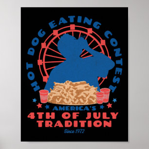 Póster Concurso Divertido de Comer Hot Dogs Tradición del