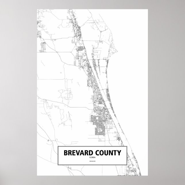 Póster Condado de Brevard, Florida (negro sobre blanco) (Frente)