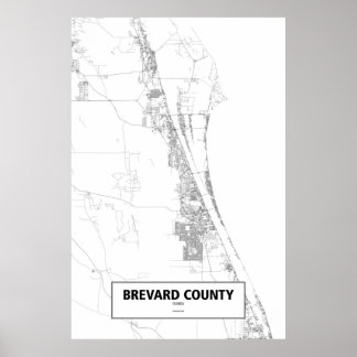 Póster Condado de Brevard, Florida (negro sobre blanco)