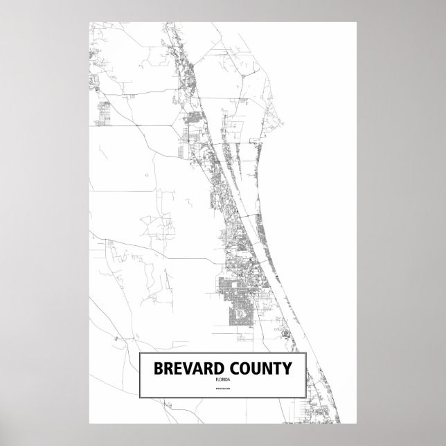 Póster Condado de Brevard, Florida (negro sobre blanco) (Frente)