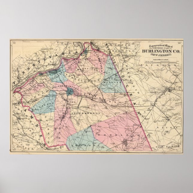 Póster Condado de Burlington, NJ (Frente)