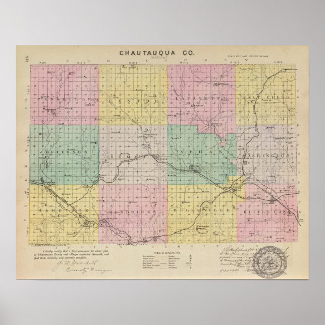 Póster Condado de Chautauqua, Kansas (Frente)