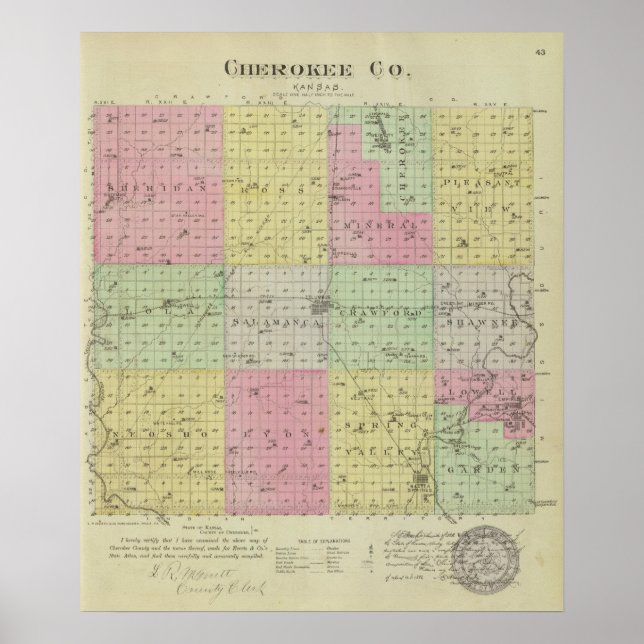 Póster Condado de Cherokee, Kansas (Frente)
