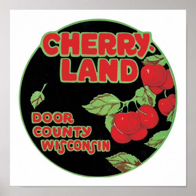 Póster Condado de Cherryland Door Wisconsin (Frente)