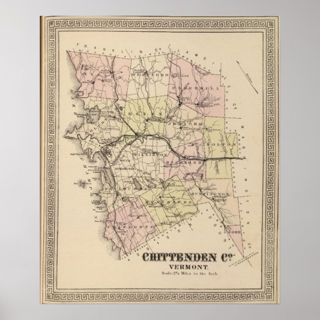 Póster Condado de Chittenden en Vermont (Frente)