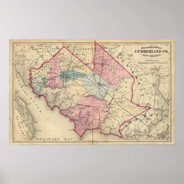 Póster Condado de Cumberland, NJ (Frente)