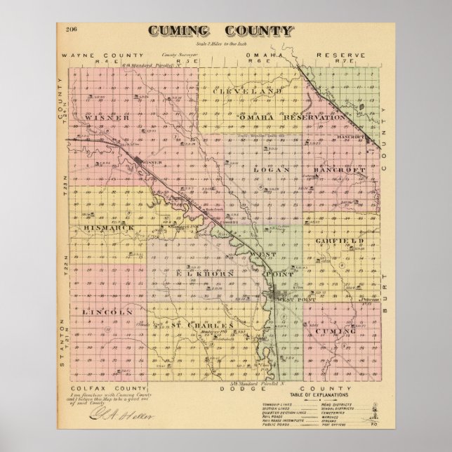 Póster Condado de Cuming, Nebraska (Frente)