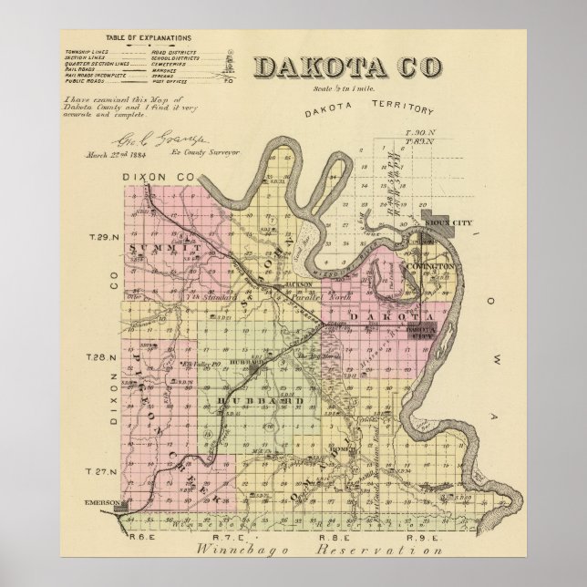 Póster Condado de Dakota, Nebraska (Frente)