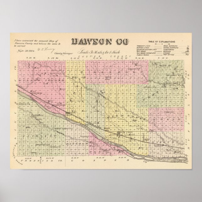 Póster Condado de Dawson, Nebraska (Frente)