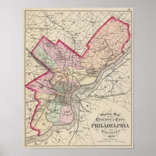 Póster Condado de Filadelfia, ciudad (Frente)