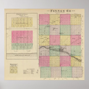 Póster Condado de Finney, Pierceville, Knauston, Kansas