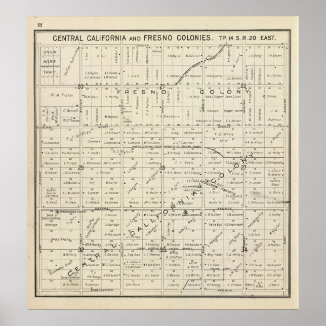 Póster Condado de Fresno, California (Frente)