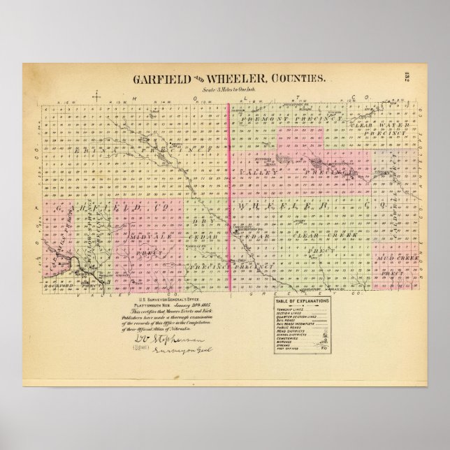 Póster Condado de Garfield y Wheeler, Nebraska (Frente)