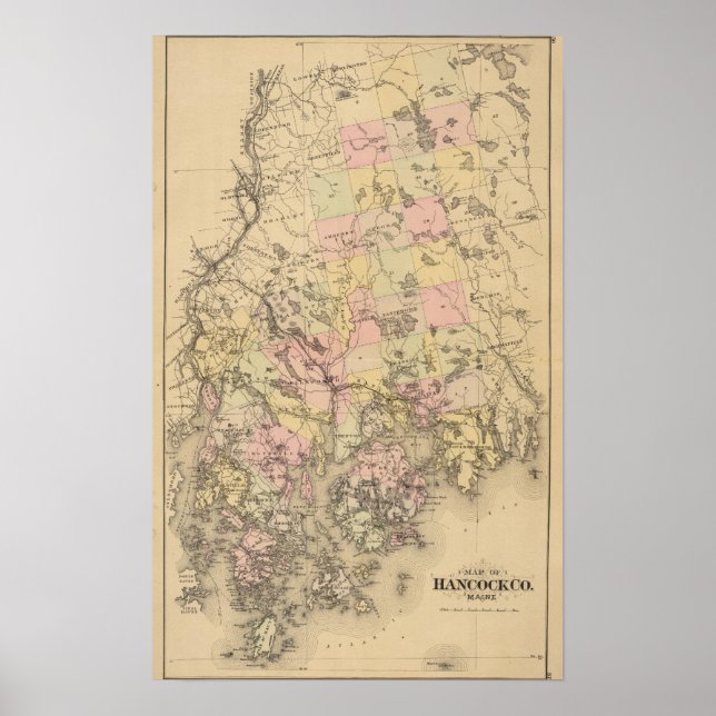 Póster Condado de Hancock, Maine (Frente)