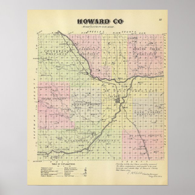 Póster Condado de Howard, Nebraska (Frente)