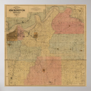 Póster Condado de Jackson, Mapa de Antigüedades de Misuri