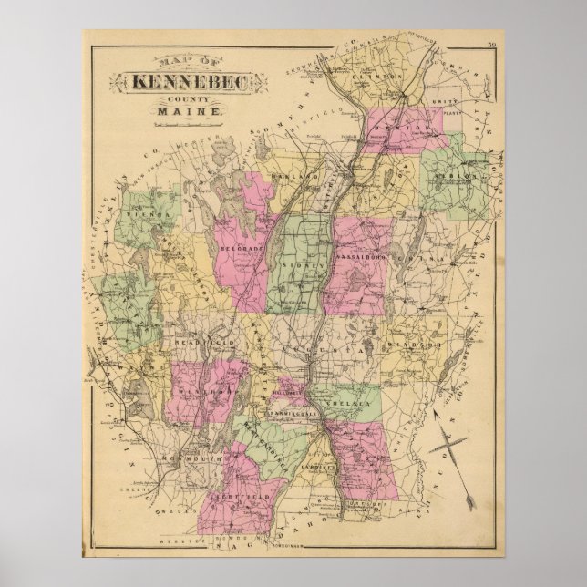 Póster Condado de Kennebec, Maine (Frente)