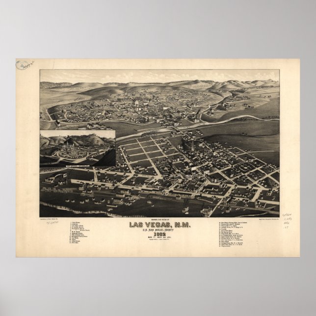 Póster Condado de Las Vegas San Miguel Nuevo México (1882 (Frente)