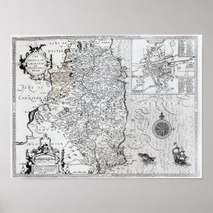 Póster Condado de Leinster con la ciudad de Dublín