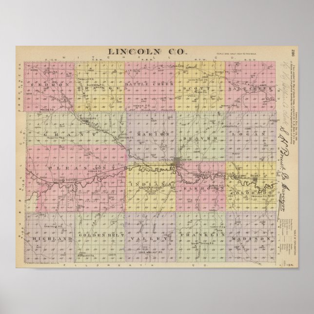 Póster Condado de Lincoln, Kansas (Frente)