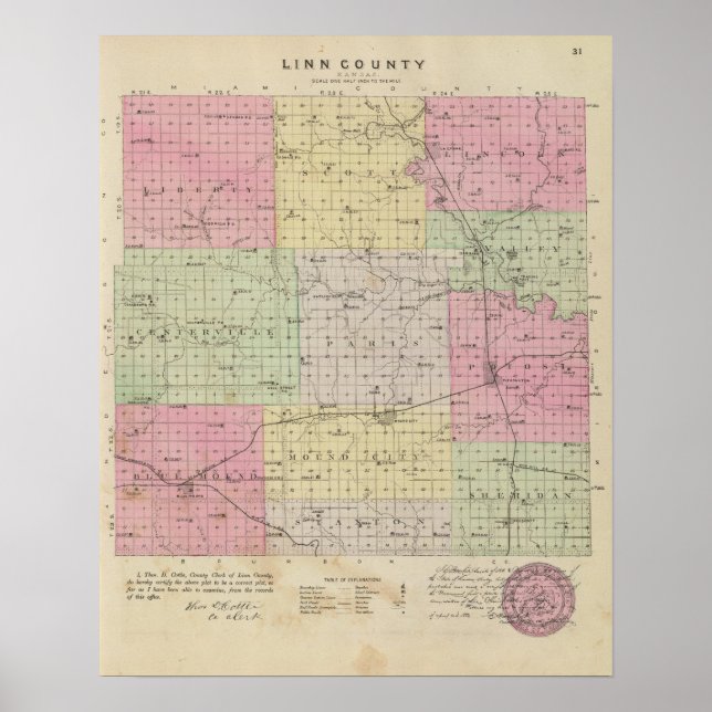 Póster Condado de Linn, Kansas (Frente)