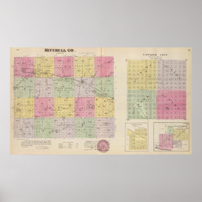 Póster Condado de Mitchell, Cawker City, Simpson, Kansas (Frente)