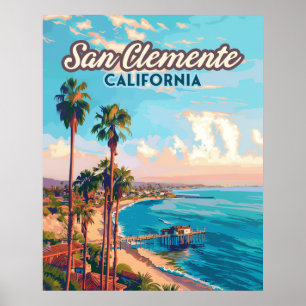 Póster Condado de Naranja de playa de San Clemente Califo