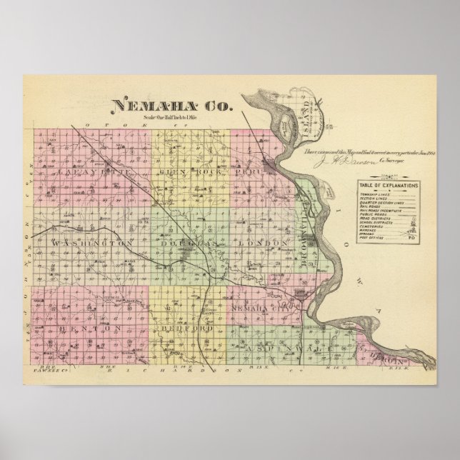 Póster Condado de Nemaha, Nebraska (Frente)