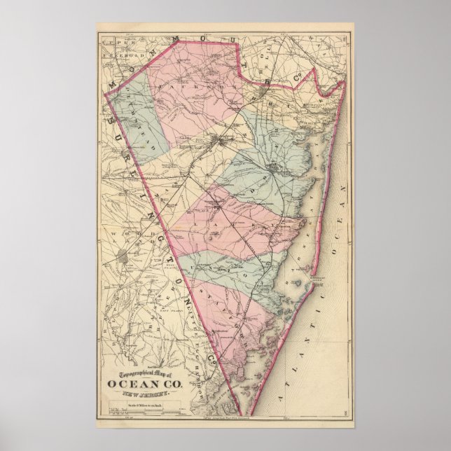 Póster Condado de Ocean, NJ (Frente)