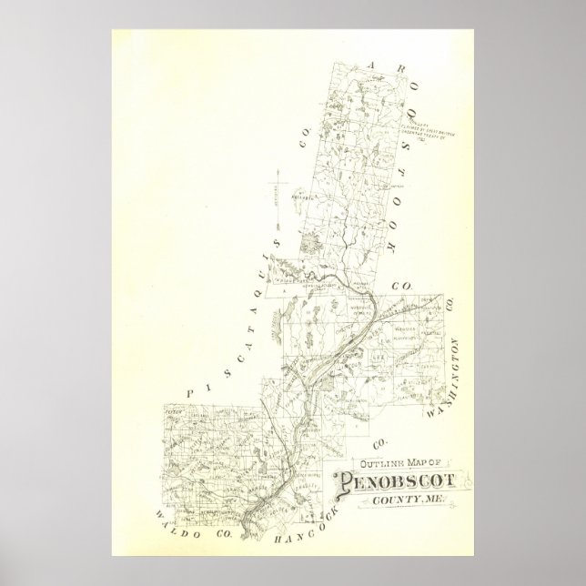 Póster Condado de Penobscot, Maine (Frente)