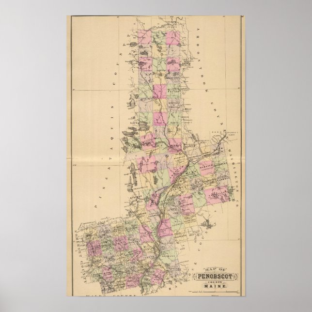 Póster Condado de Penobscot, Maine (Frente)