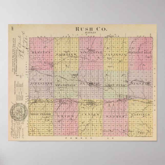 Póster Condado de Rush, Kansas (Frente)