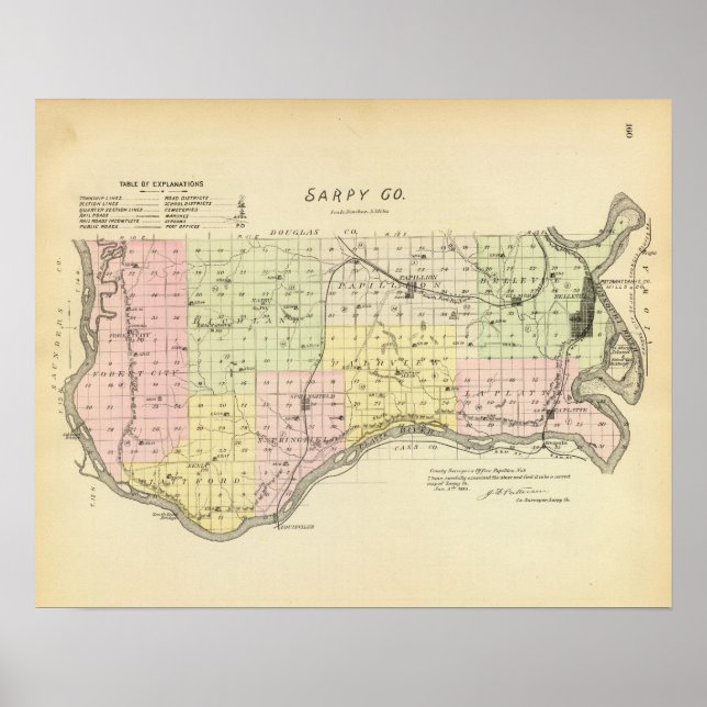 Póster Condado de Sarpy, Nebraska (Frente)