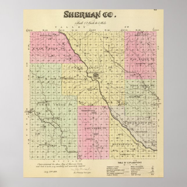 Póster Condado de Sherman, Nebraska (Frente)
