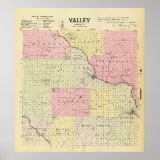 Póster Condado de Valley, Nebraska