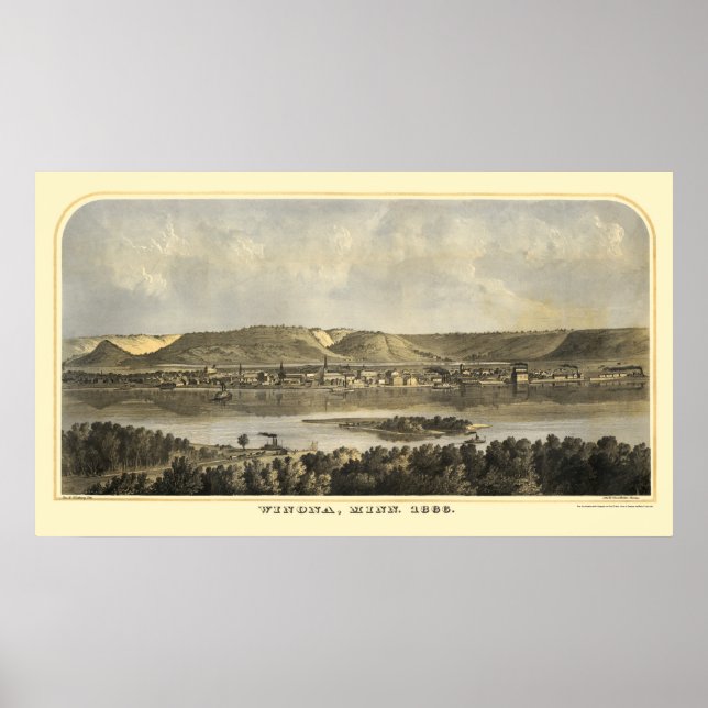 Póster Condado de Winona, MN Panoramic Map - 1867 (Frente)