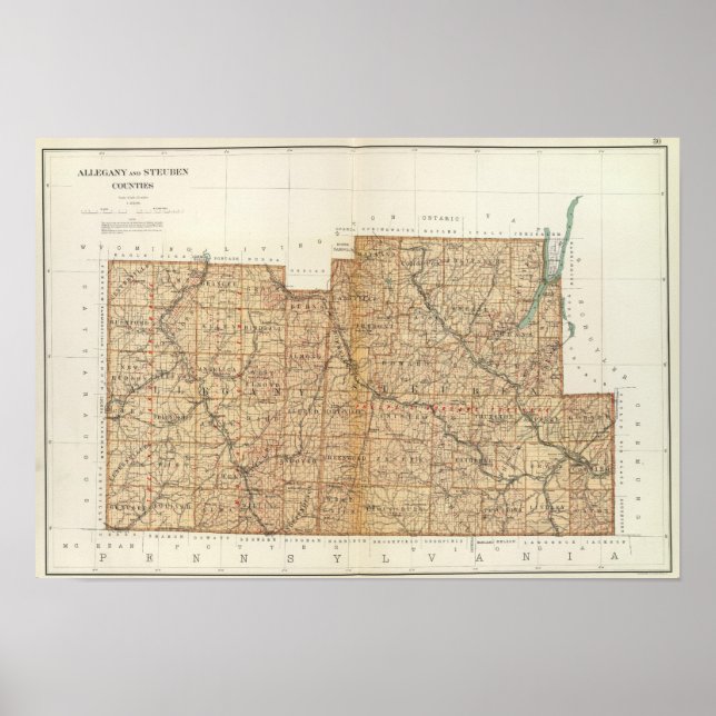 Póster Condados de Allegany, Steuben (Frente)