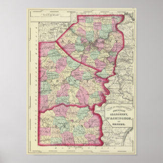 Póster Condados de Allegheny, Washington, Greene