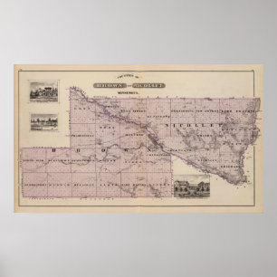 Póster Condados de Brown y Nicollet, Minnesota