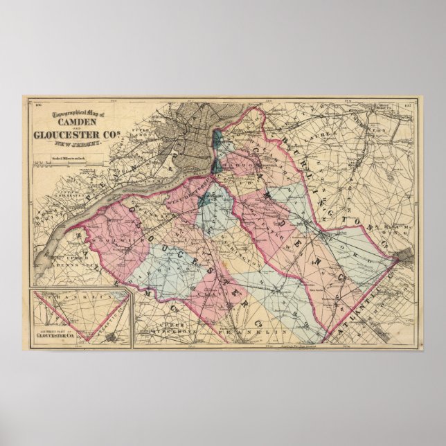 Póster Condados de Camden, Gloucester, NJ (Frente)