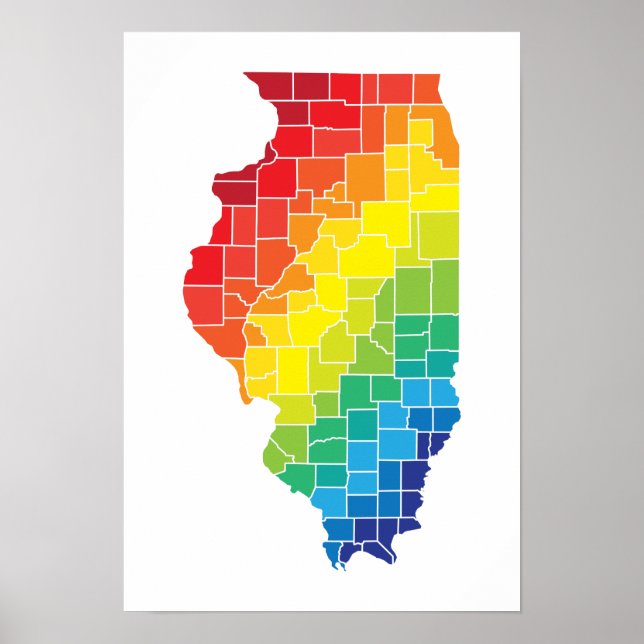 Póster condados de color illinois (Frente)