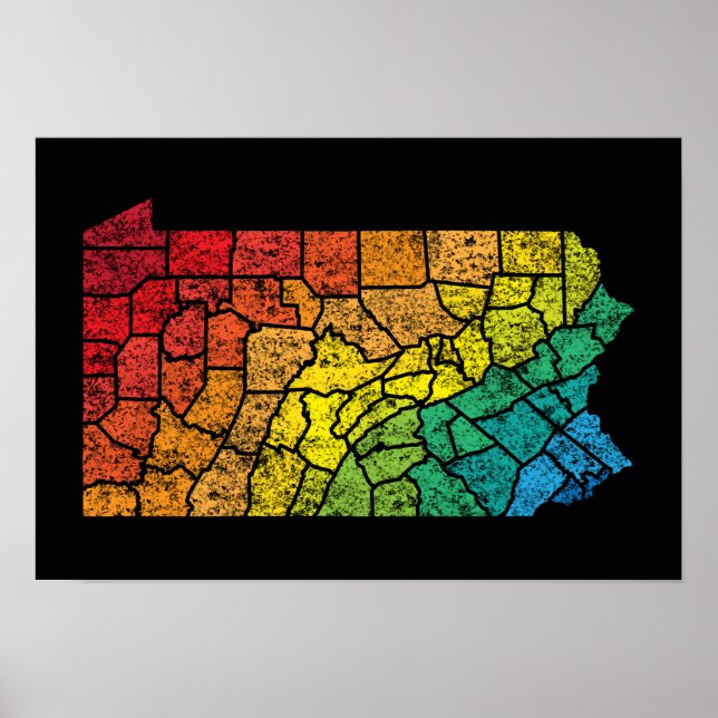 Póster condados de colores de pensilvania (Frente)