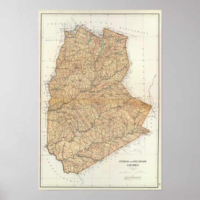 Póster Condados de Otsego, Delaware (Frente)