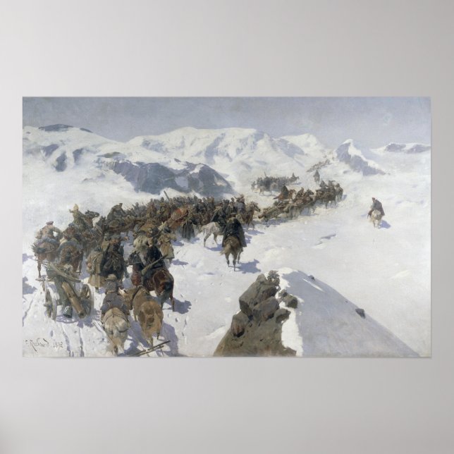 Póster Conde Argutinsky cruzando la cordillera caucásica (Frente)