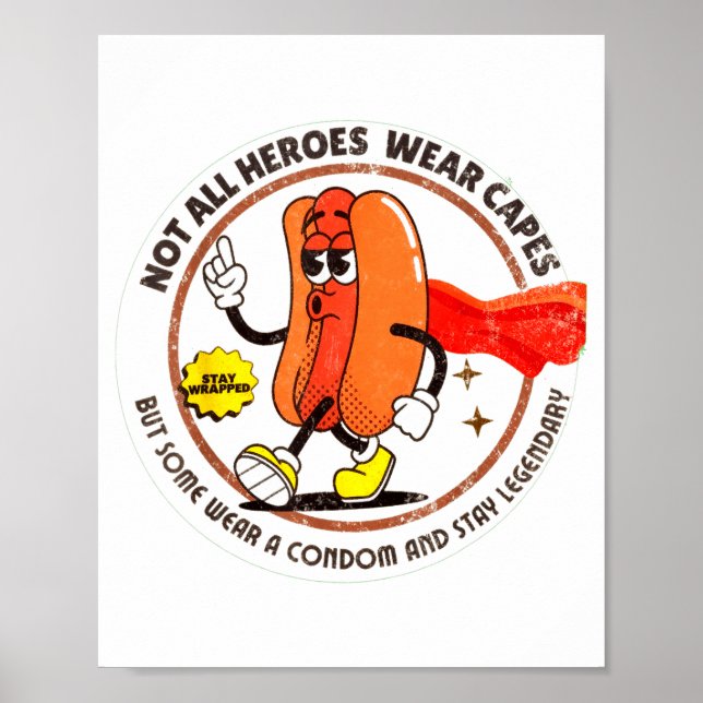 Póster Condom Legend Inappropriate Funny 90s Retro T Funn (Frente)