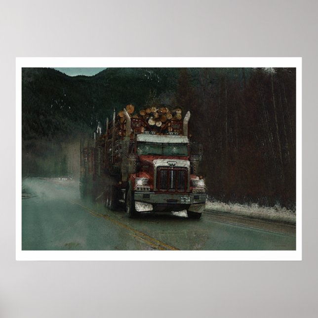 Póster Conducción en la autopista de los camiones de regi (Frente)